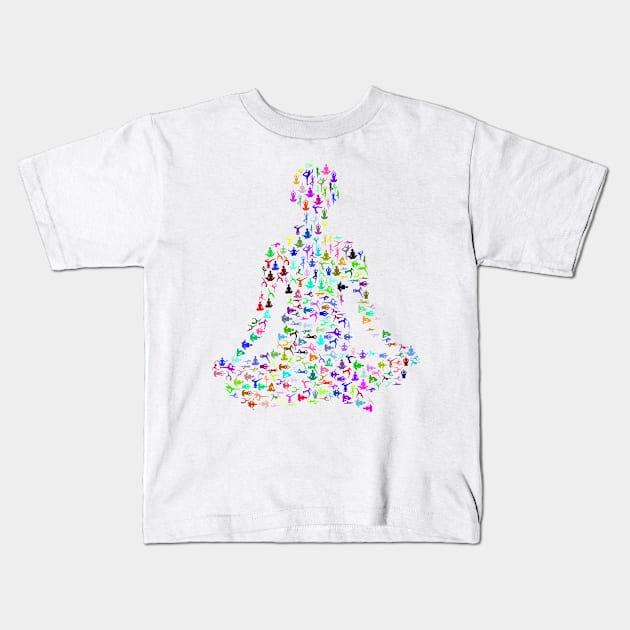 Colourful Yoga Lover Yoga Lotus Pose Design Kids T-Shirt by Sanu Designs